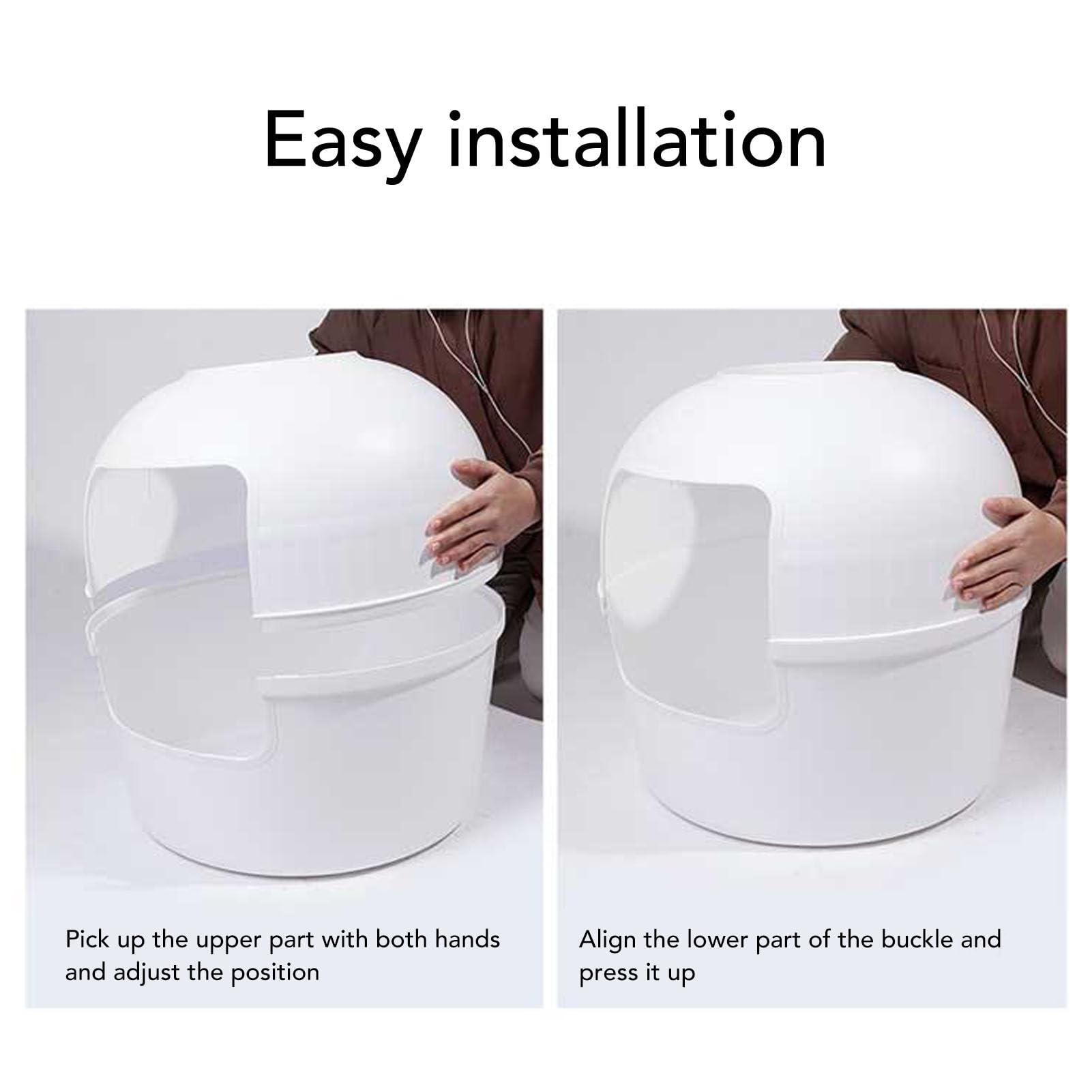 Bac à Litière pour Chat, Bac à Litière caché, Espace de sécurité fermé, Matériau PP, Bac à Litière caché pour Chat, Meubles pour la Décoration de la Maison, Intérieur Spacieux