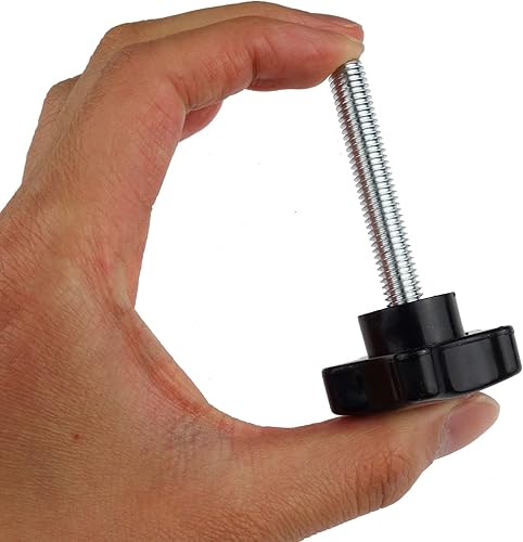 Miniatura 4 de Kasteco Paquete de 2 tornillos de ajuste de perilla de mano de estrella de repuesto de rosca negra de 0.315 in (M8 x 1.969 in)