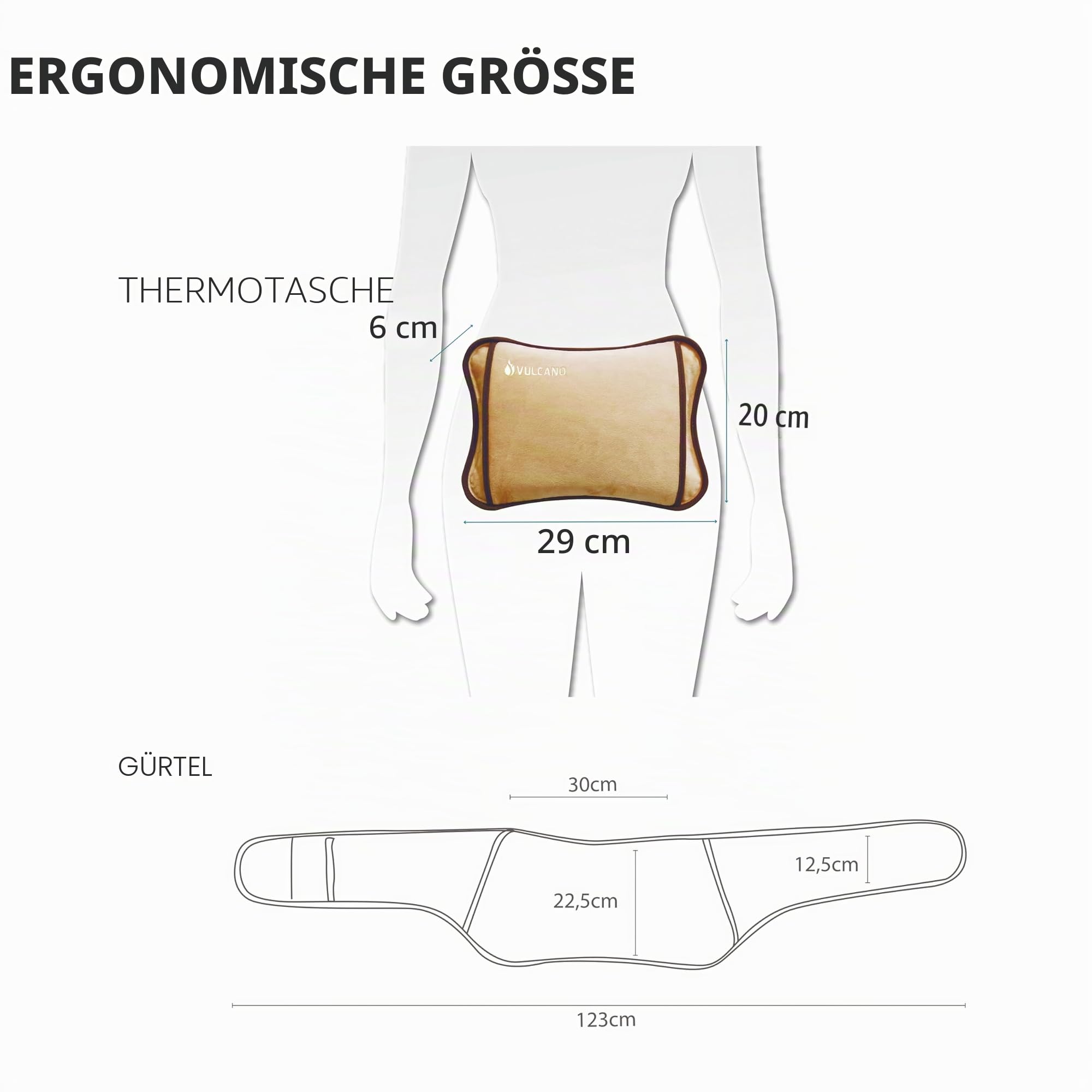 TM Electron VULCANO Verstellbarer Gürtel mit Thermo-Wassertasche, wiederaufladbar in 15 Minuten für 2 Stunden Tragezeit, weiche Mikrofaser-Beschichtung zur Linderung von Muskelbeschwerden