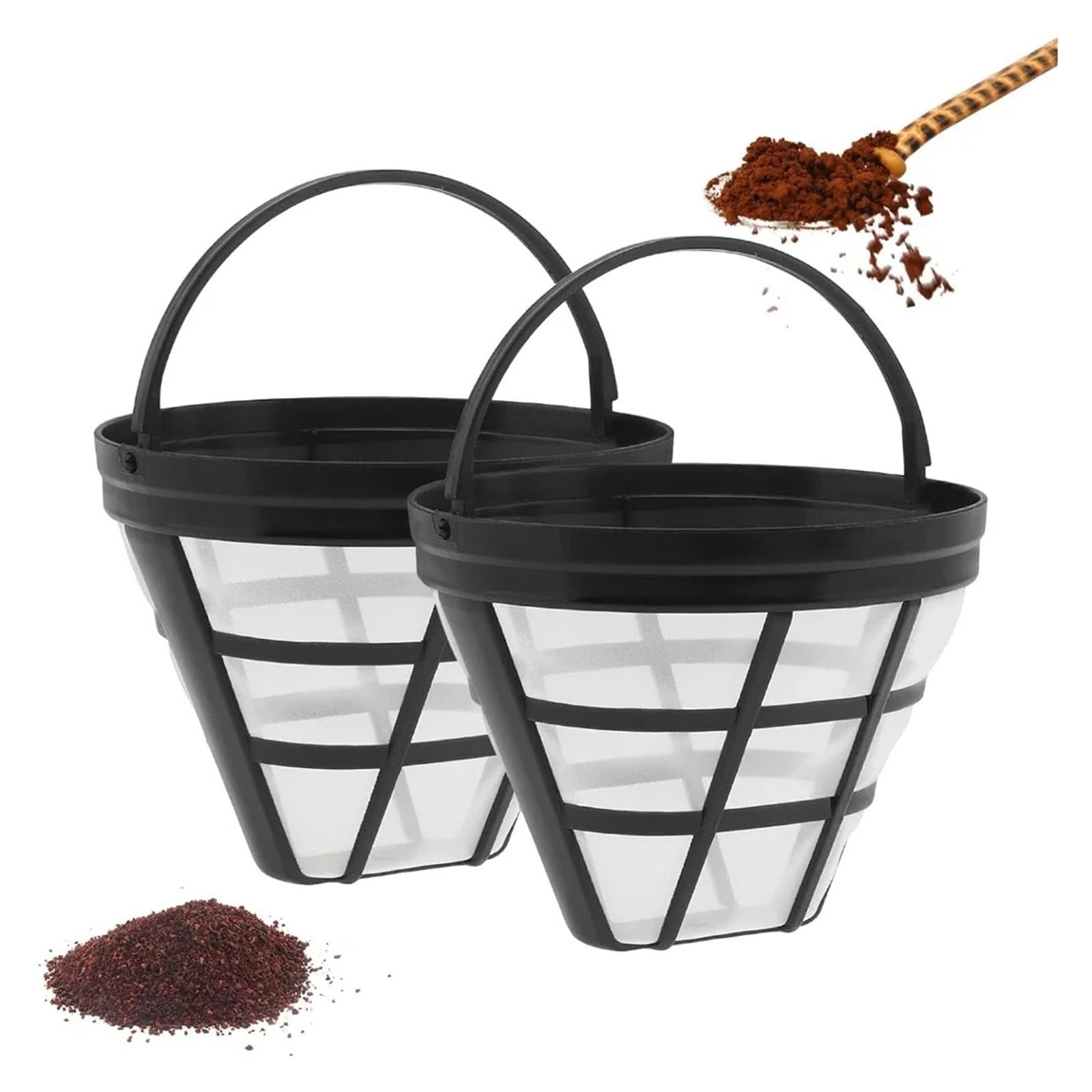 Genérico Cesta de filtro café reutilizable 1/2 piezas, reemplazo máquina cono(2PCS)