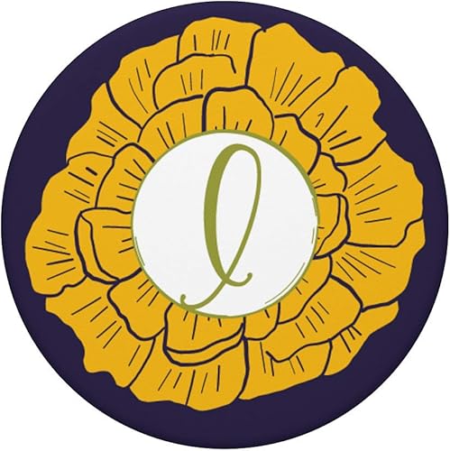 Miniatura 3 de Pretty Caléndula Flor Monograma Letra I Amarillo con Azul, Negro