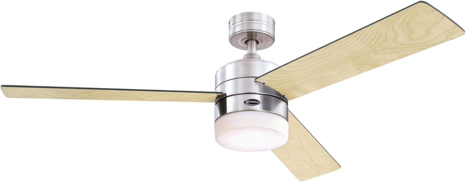 Westinghouse Lighting 7205900 Alta Vista 52-Inch Matte Black Indoor Ceiling Fan, Dimmable LED Light Kit with Opal Frosted Glass, Remote Control Included - - 