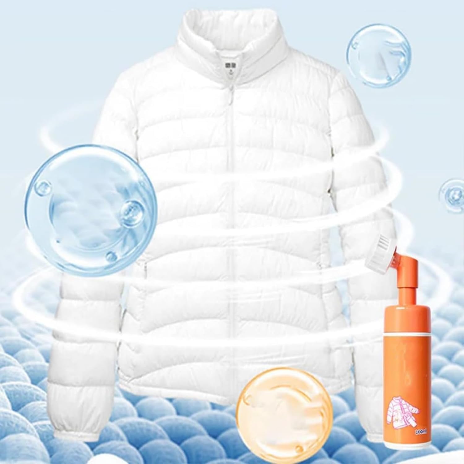 Środek do czyszczenia na sucho kurtki puchowej, 160 ml kurtka puchowa do czyszczenia suchej pianki, odzież puchowa szybki środek czyszczący bez mycia z główką szczotki, wielofunkcyjny środek do