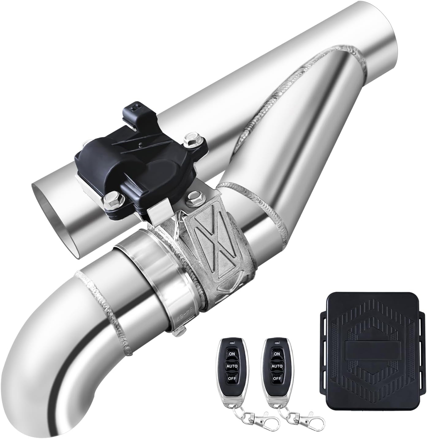 Peastorm 2.5 Inch Electric Exhaust Cutout Kit with Elbow, Dual Remote 3-Mode Valvetronic Valve Muffler