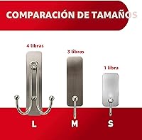 Vista 5 de Command Ganchos dobles grandes de níquel cepillado, 2 ganchos y 2 tiras, ganchos de pared colgantes sin daños con tiras adhesivas, ganchos