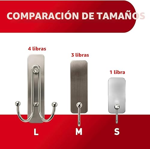 Miniatura 5 de Command Ganchos dobles grandes de níquel cepillado, 2 ganchos y 2 tiras, ganchos de pared colgantes sin daños con tiras adhesivas, ganchos