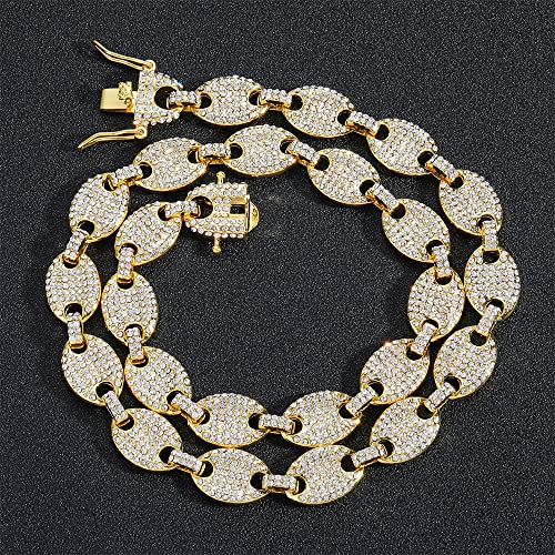 Emesly Solid Miami Cuban Link Chain Gold/Silver Necklace (16, 18, 20, 22, 24, 30 Inches Length); Hip Hop Bracelet (8" Length) For Men & Women; Perfect Iced Out Bling Jewelry Gift #TOP2