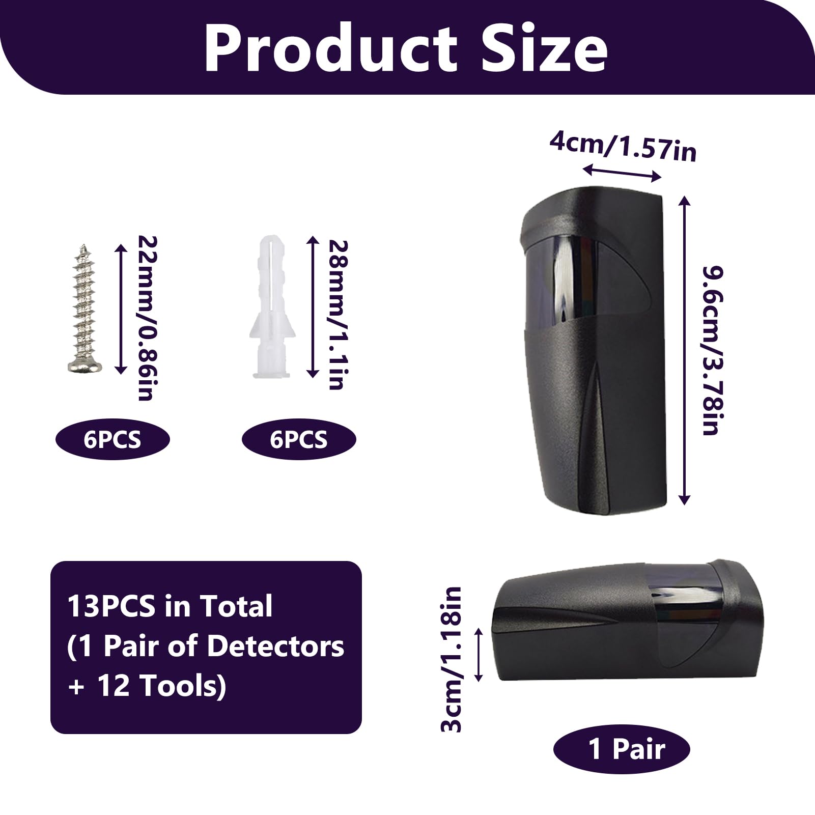Fotocélulas Infrarrojos Universales, Fotocelula Sensor Puerta Garaje, para Automatización de Puertas y Cancelas de Garaje, Ajustables 180°, Protección IP55, con Filtro Solar, Compatible AC/DC 12-24V