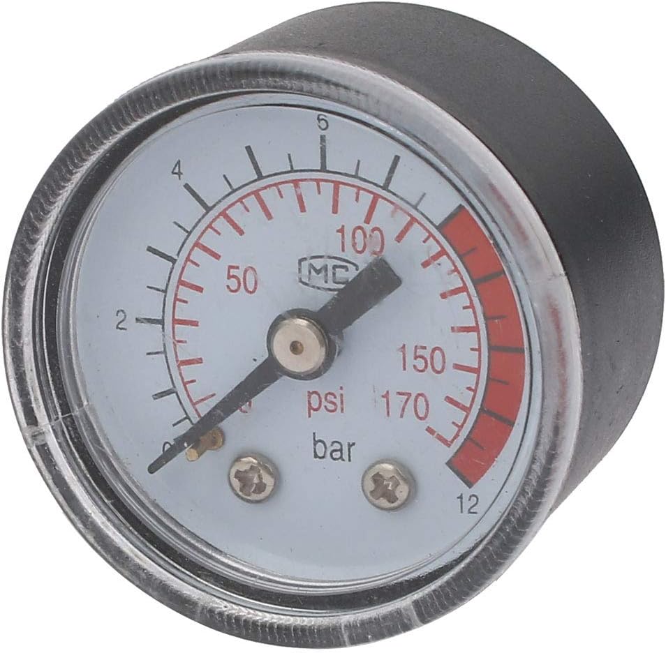 Aexit Air Compressor Civil Equipment Hardware Accessories 10mm Male Thread Round Dial Pressure Gauge 0-12Bar 0-170 Psi 2pcs Model:18as294qo70
