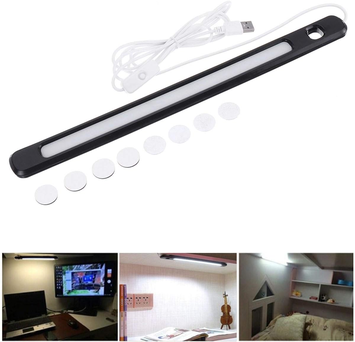 NP 34cm DC5V 6W USB 24LED Rigid Strip Bar Light Magnet Stick-on Desk Table Reading Cabinet Lamp