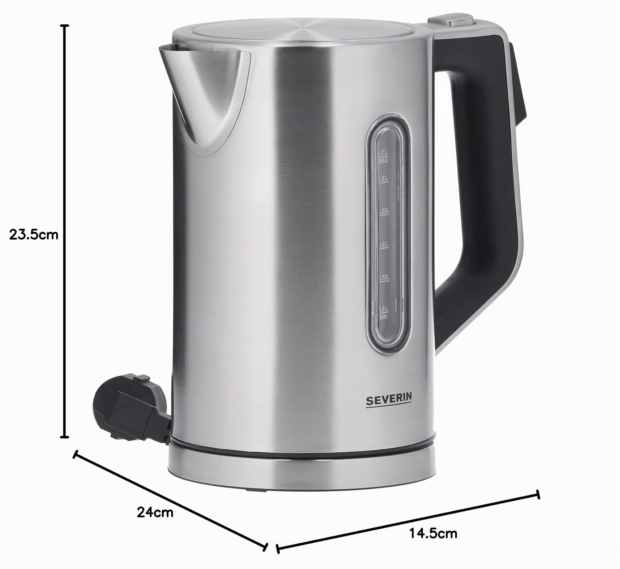 SEVERIN WK 3418 Bollitore per acqua XXL digitale 3000 W da 1,7 L, Teiera elettrica BPA Free con alimentazione Fast Boil, Bollitore elettrico con temperatura regolabile fino a 100°C