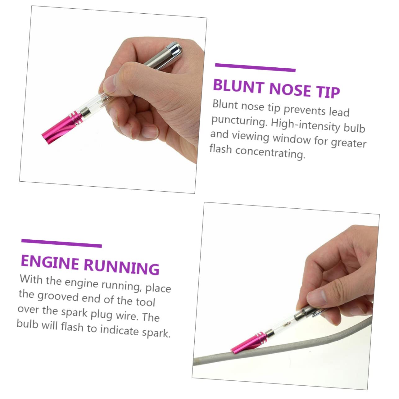 2pcs Auto Ignition Test Pen Portable Coils Diagnostic Tool for Spark Wires High-Reliability Ignition Tester Clip Design for and Use