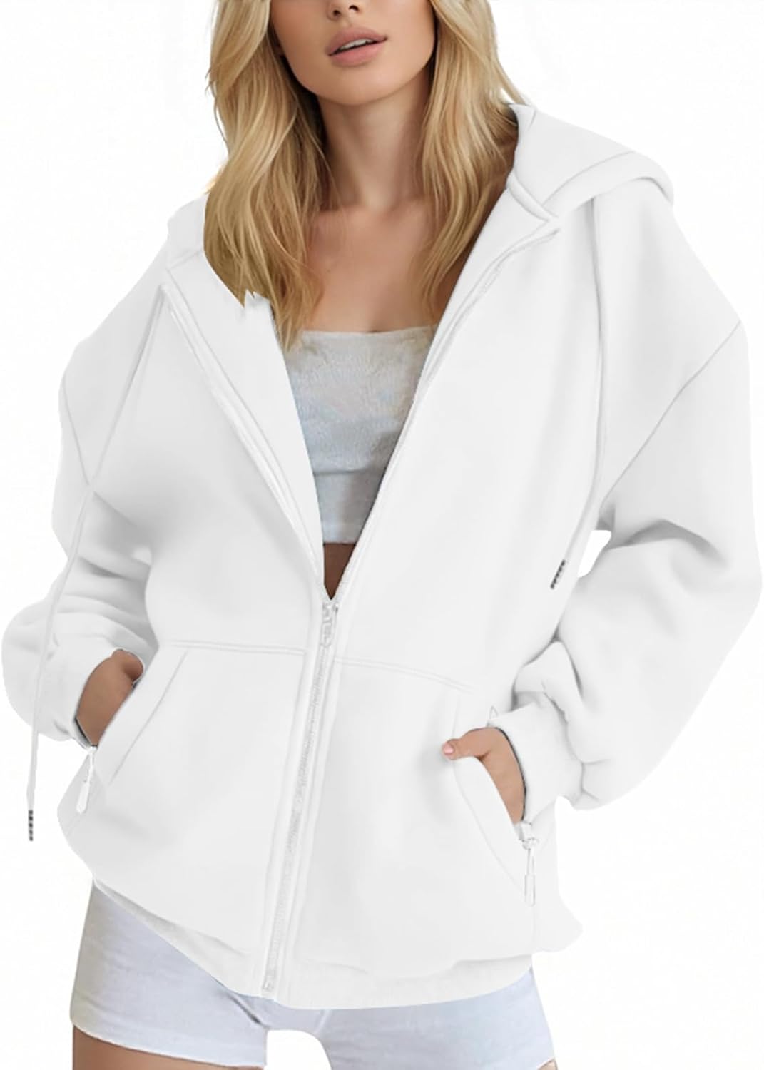 Zip Up Hoodie Women Oversized Fall Fashion Long Sleeve Hooded Sweatshirts Casual Y2K Jacket 2025 Winter Clothes