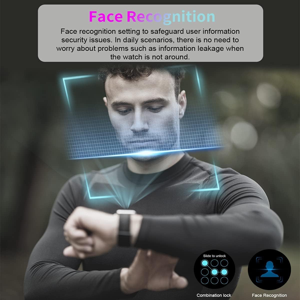 The smartwatch display showing the Google Play Store icon surrounded by various social media and communication app icons, indicating its Android 9.1 intelligent system.