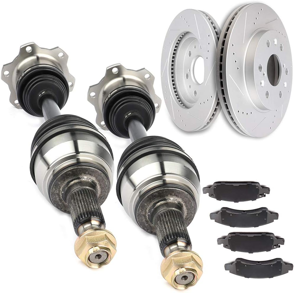 Compatible with cciyu/Front CV Axles & Brake Rotors & Pads Kit for Cadillac 2008-2015 for Chevrolet for GMC 2008-2014