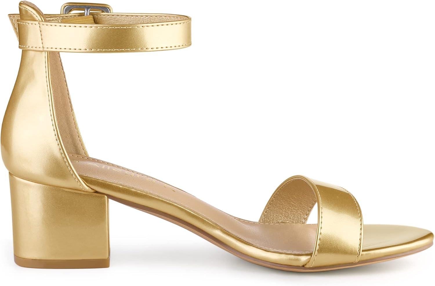 Allegra K Women's Open Toe Low Block Heel Ankle Strap Gold Sandals 6.5 M US - Image 6