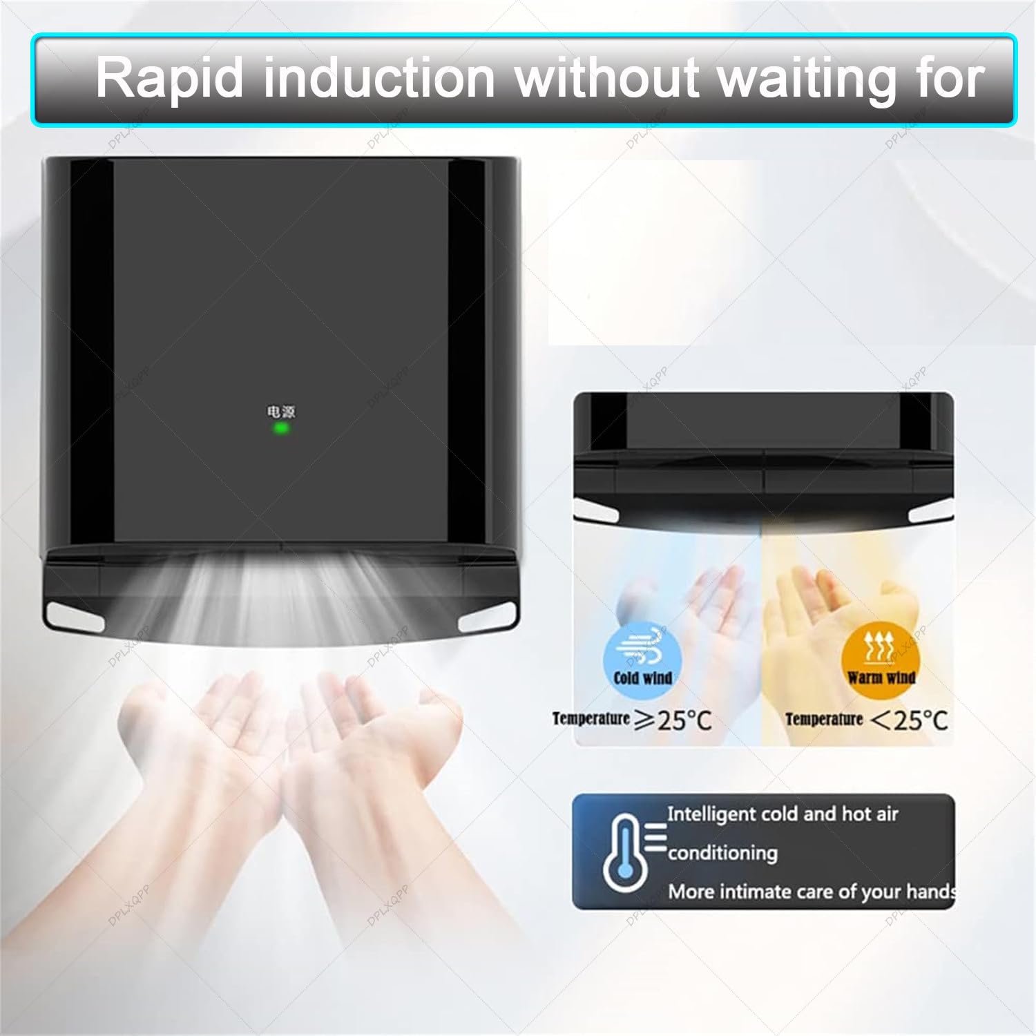Secador Rápido 8-10s con Sensor Inteligente,1250w Aire Caliente/Frío,Bajo Consumo Energético E Ipx4,para Uso Comercial Y Baños Domésticos White