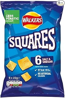 Walkers Squares Salt & Vinegar 6X6X22G