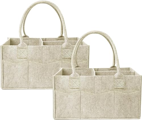 Dorcy Paquete de 2 bolsas organizadoras de pañales para bebé, almacenamiento portátil de pañales con divisores, cestas de almacenamiento plegables