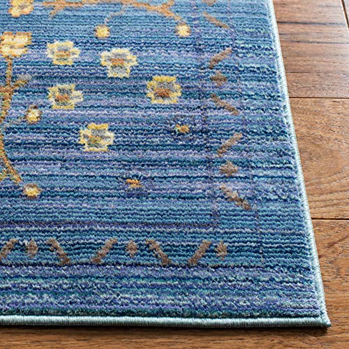 SAFAVIEH Boho Rug for Living Room Dining Room, Bedroom - Valencia Collection, Short Pile, in Blue and Multi, 122 X 183 cm - Image 4