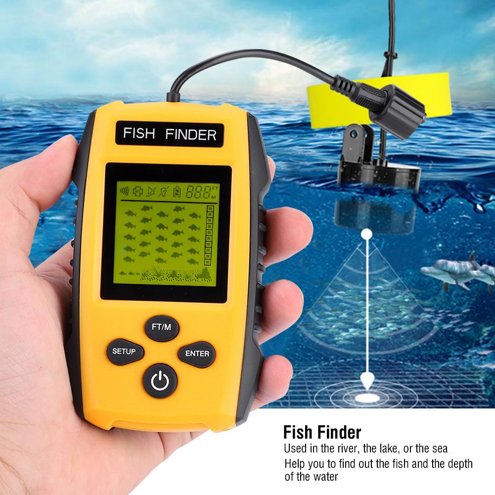 Sonda de pesca portátil con transductor de sensor de sonar y pantalla LCD . Accesorio de pesca .