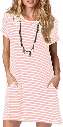 Alaster Women’s Casual Summer T Shirt Dress Loose Short Sleeve Tunic Dress