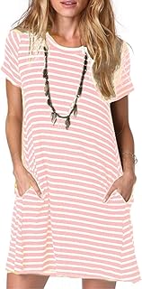 Alaster Women’s Casual Summer T Shirt Dress Loose Short Sleeve Tunic Dress with Pocket for Women