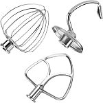 Pièces jointes du mélangeur pour KitchenAid Mélangeurs de tilt-tête à quartz 4,5–5 – Compatible avec Artisan & Classique – Batteurs, fouets, crochets dough & Ensembles de pièces jointes par MMOBIEL (Bouclier de versage, écologique PE)
