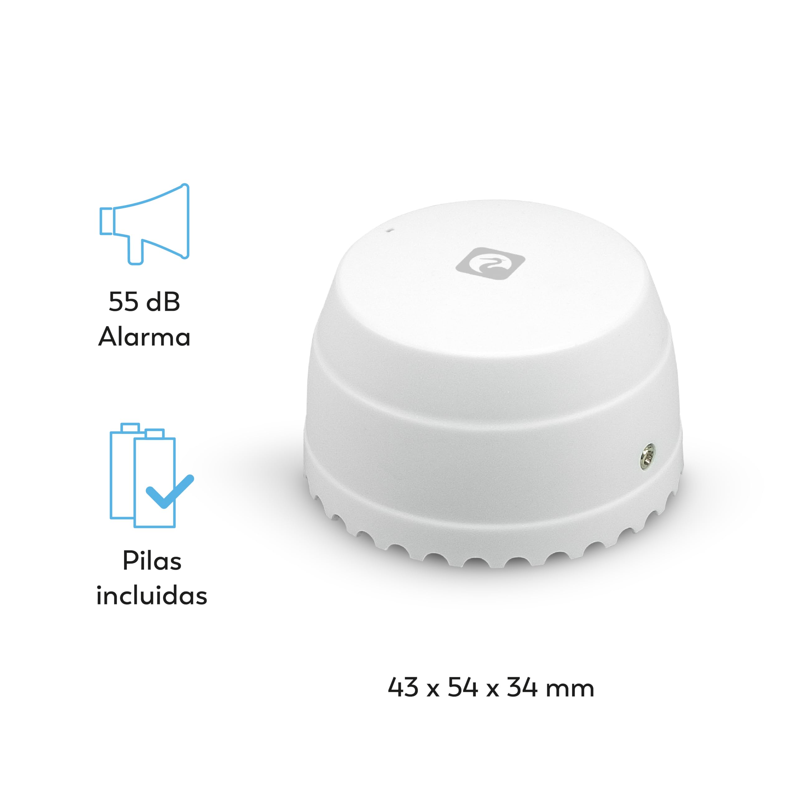 Garza Smart - Detector de Agua WiFi Inteligente para Filtraciones, Inundaciones...con Notificaciones en Tiempo Real por App, Alarma Sonora de 55 db, No Requiere Instalación.
