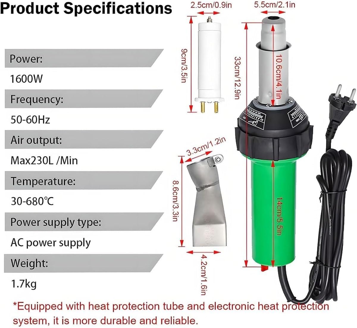 Hot Air Welding Gun,1600W Handheld Variable PVC Plastic Welder Welding Tool,Floor Welding Tool with Nozzles & Accessories,for DIY Home Improvement and Paint Stripping