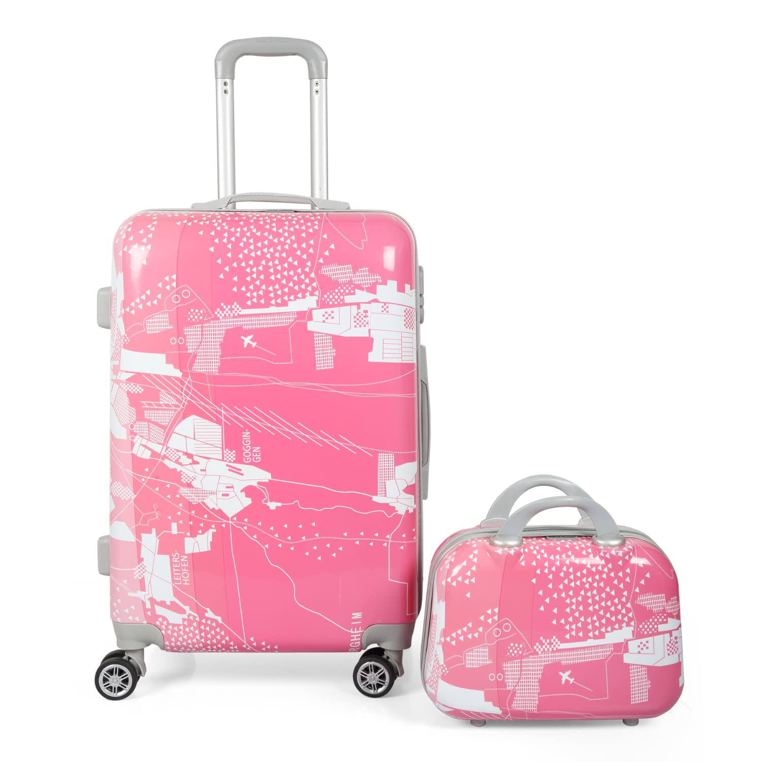 20 Inch Luggage Spinner Hardsided Trolley Bag With 1Pc Vanity Bag - Pink,H-50Cm-image-41