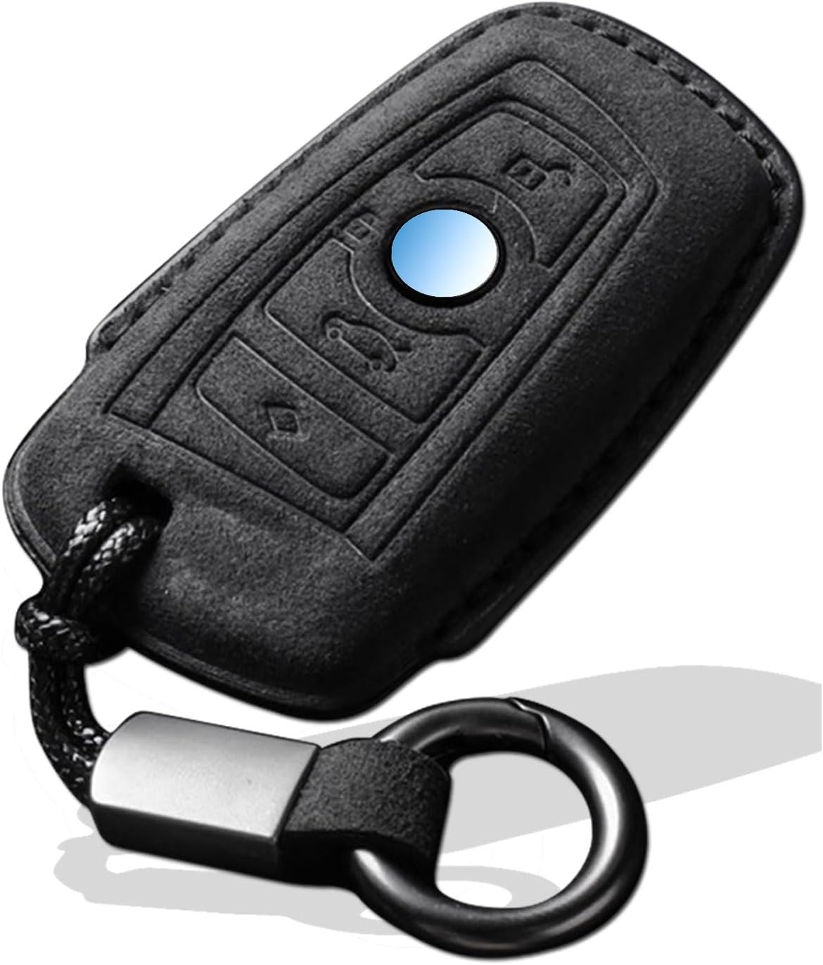 for BMW Key Fob Cover with Keychain Fit for BMW 1 2 3 4 5 6 7 X1 X3 X4 M2 M3 M4 M5 M6 Series GT3 Smart Keys Case Protector Suede (Black, Style B)