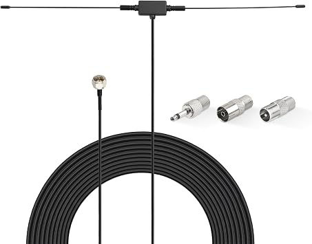 Superbat FM Radio Antenna 75 Ohm Adhesive Mounting Indoor FM Dipole Antenna for Stereo Receiver Indoor Pioneer Onkyo Yamaha Marantz Bose Wave Music System AV Audio Video Home Theater Receiver