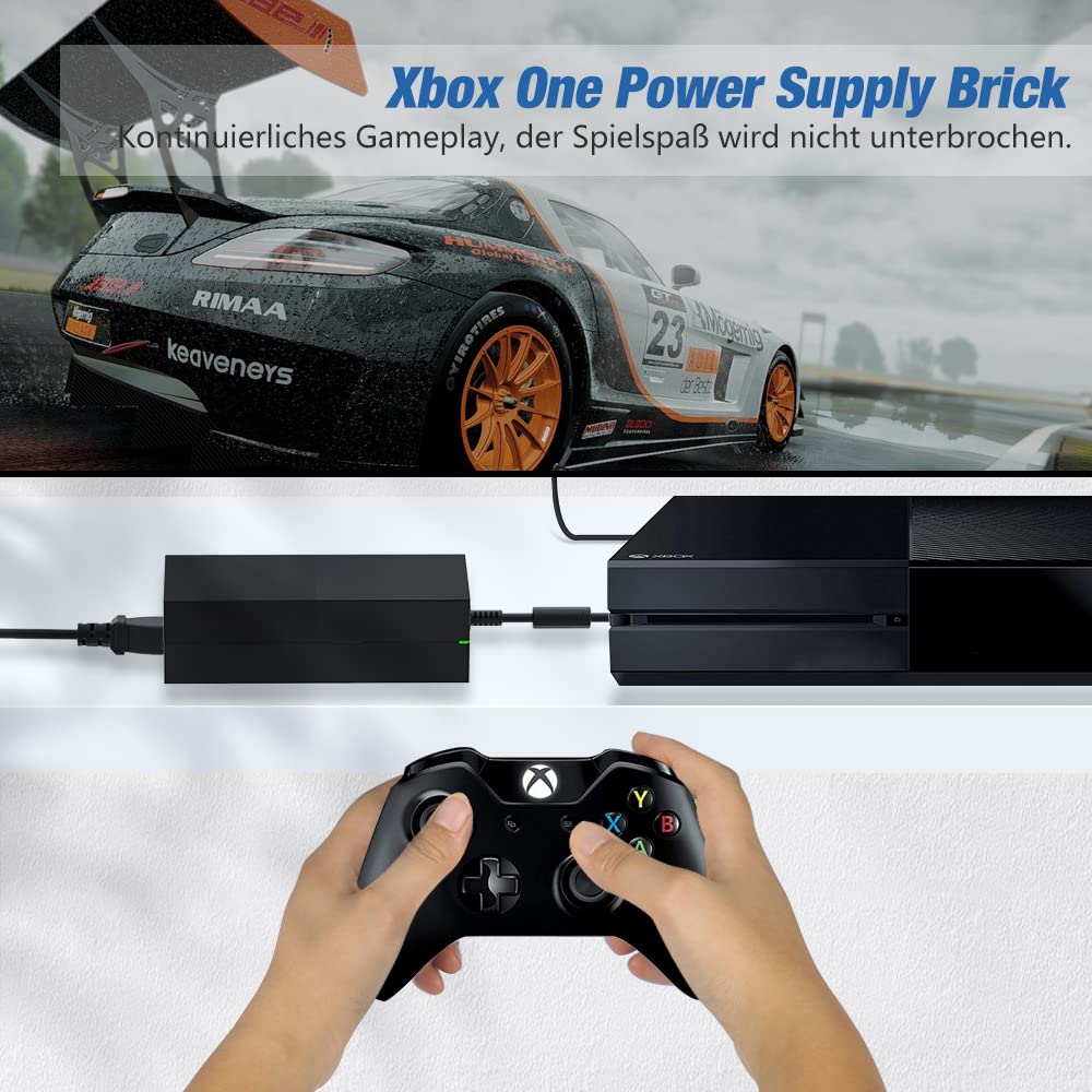 YCCTEAM Alimentation pour Xbox One AC Adaptateur Secteur Brique Bloc Chargeur Kit de Remplacement de Câble pour Xbox One Console, Auto Tension 100-240V