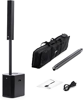 EXOTON S-1203 Portable Line Array Column PA/DJ System with 12" Powered Subwoofer, 2000W Professional and Compact Sound System,Bluetooth,DSP,Carry Bag(Wood subwoofer)