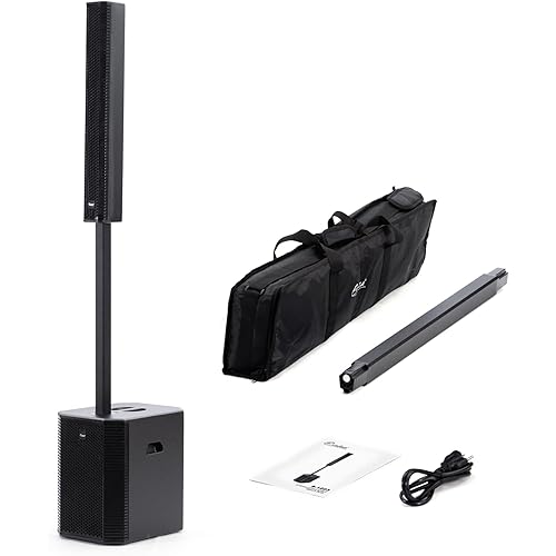 EXOTON S-1203 Portable Line Array Column PA/DJ System with 12" Powered Subwoofer, 2000W Professional and Compact Sound System,Bluetooth,DSP,Carry Bag（Wood subwoofer）