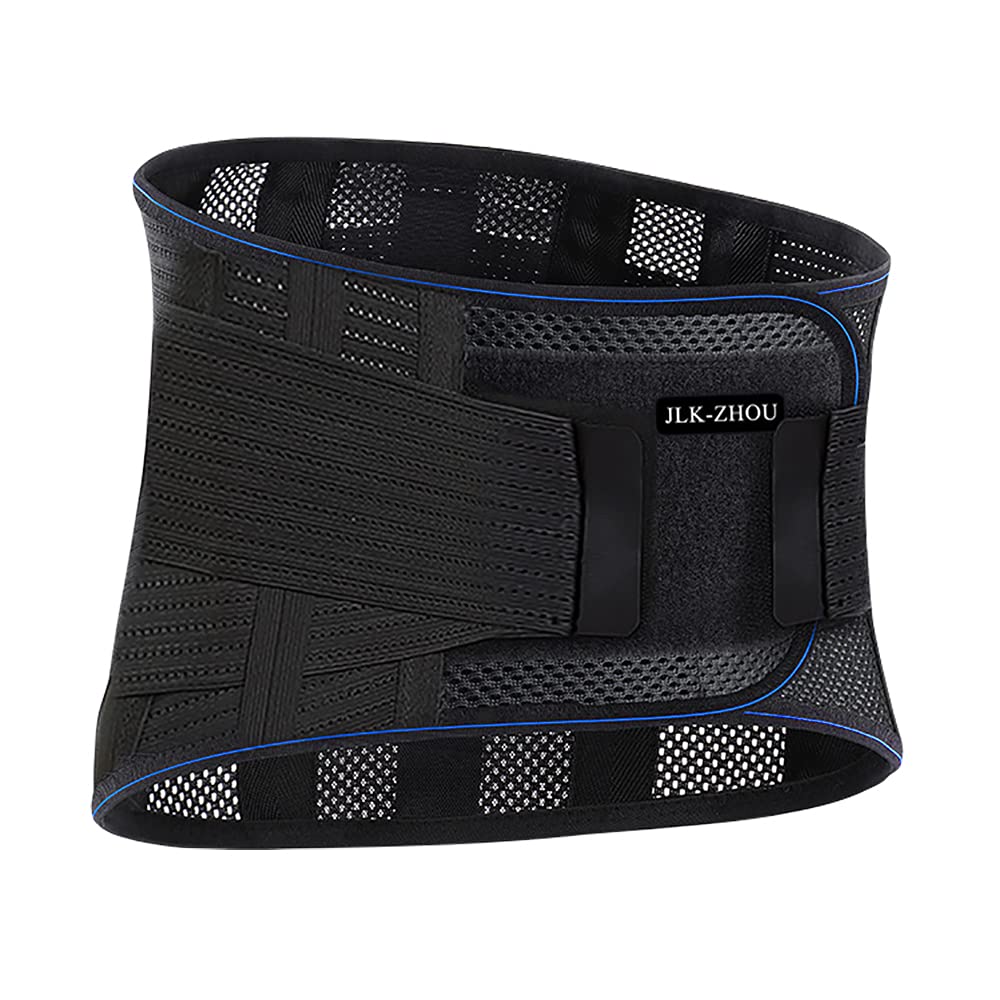 JLK-ZHOU Adjustable Lumbar Back Support Belt, Back Braces for Lower Back Pain Relief with 5 Stays, Lumbar Support Belt for Men and Women Braces Support Straps Lower Back Brace (Black-M)