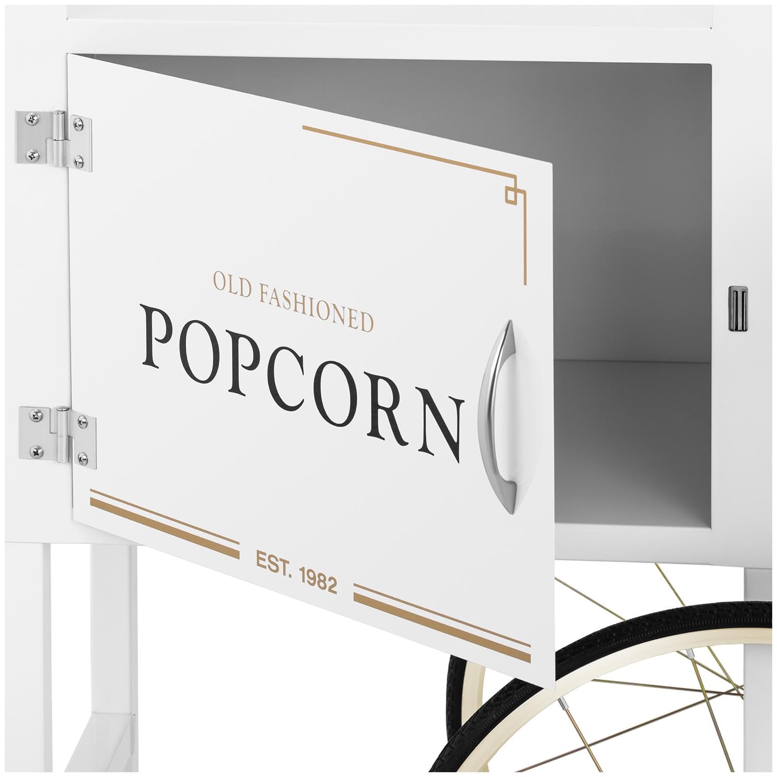 Royal Catering Carretto Per Macchina Per Pop Corn Carrello Pop-Corn RCPT-WGWG-1 (Bianco/Oro, 88 cm, 4 ruote)