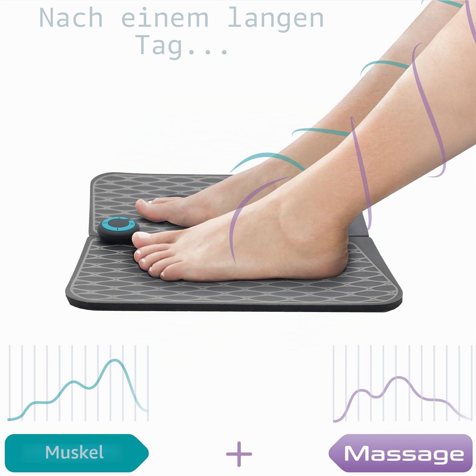 prorelax CoolFit Relax Pad | Durchblutungs-Stimulator | abschwellend, durchblutungsfördernd, schmerzlindernd in Knie, Waden und Oberschenkel | EMS-Fußmassage | medikamentenfre