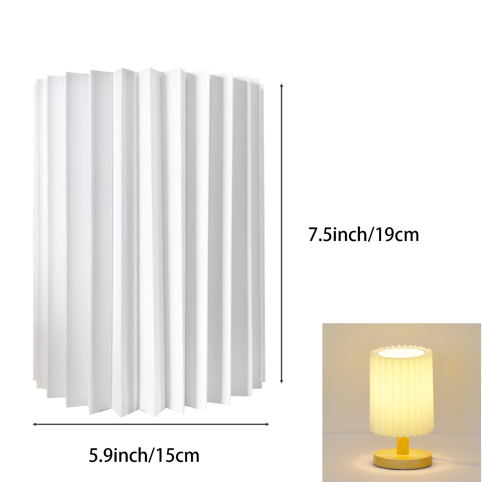 Cloth Lamp Shade Small Lamp Shades White Barrel Lamp Shade Pleated Lamp Shade Linen Round Lampshades for Table Lamps Floor Lamps (White)