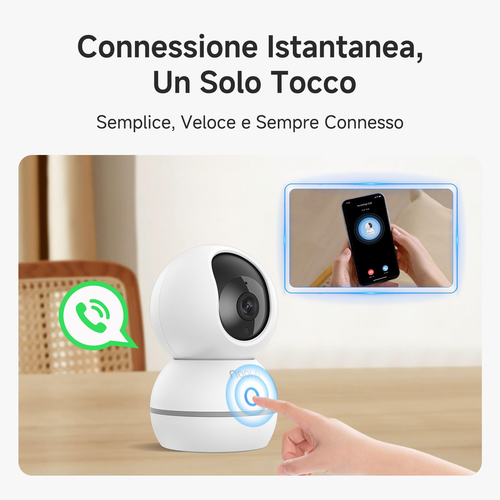 Noorio 4MP Überwachungskamera für Baby und Haustier mit 2.4GHz WLAN