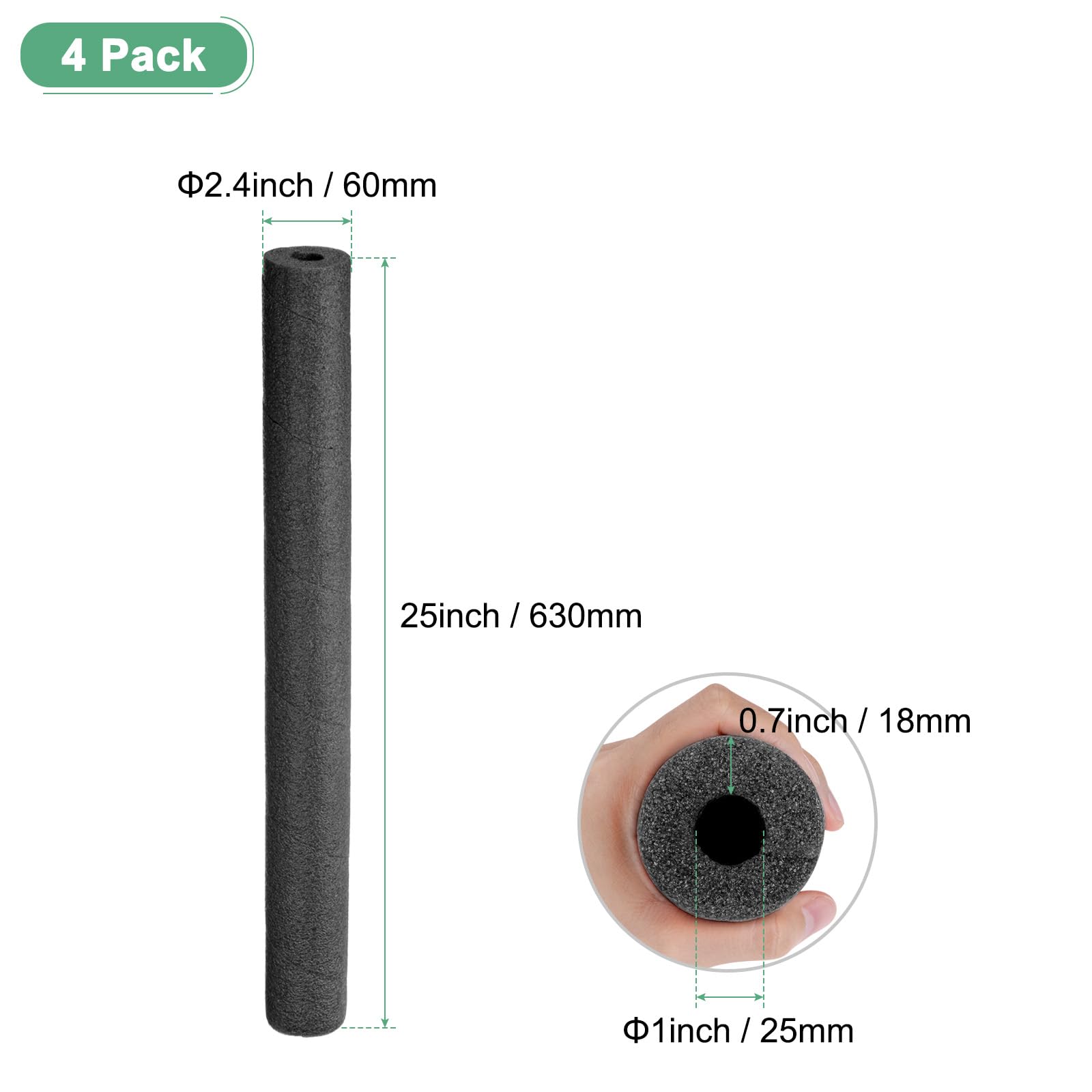 M METERXITY 4-Pack Tube D'Isolation En Mousse 25mm(2/32")ID 60mm OD 25"L