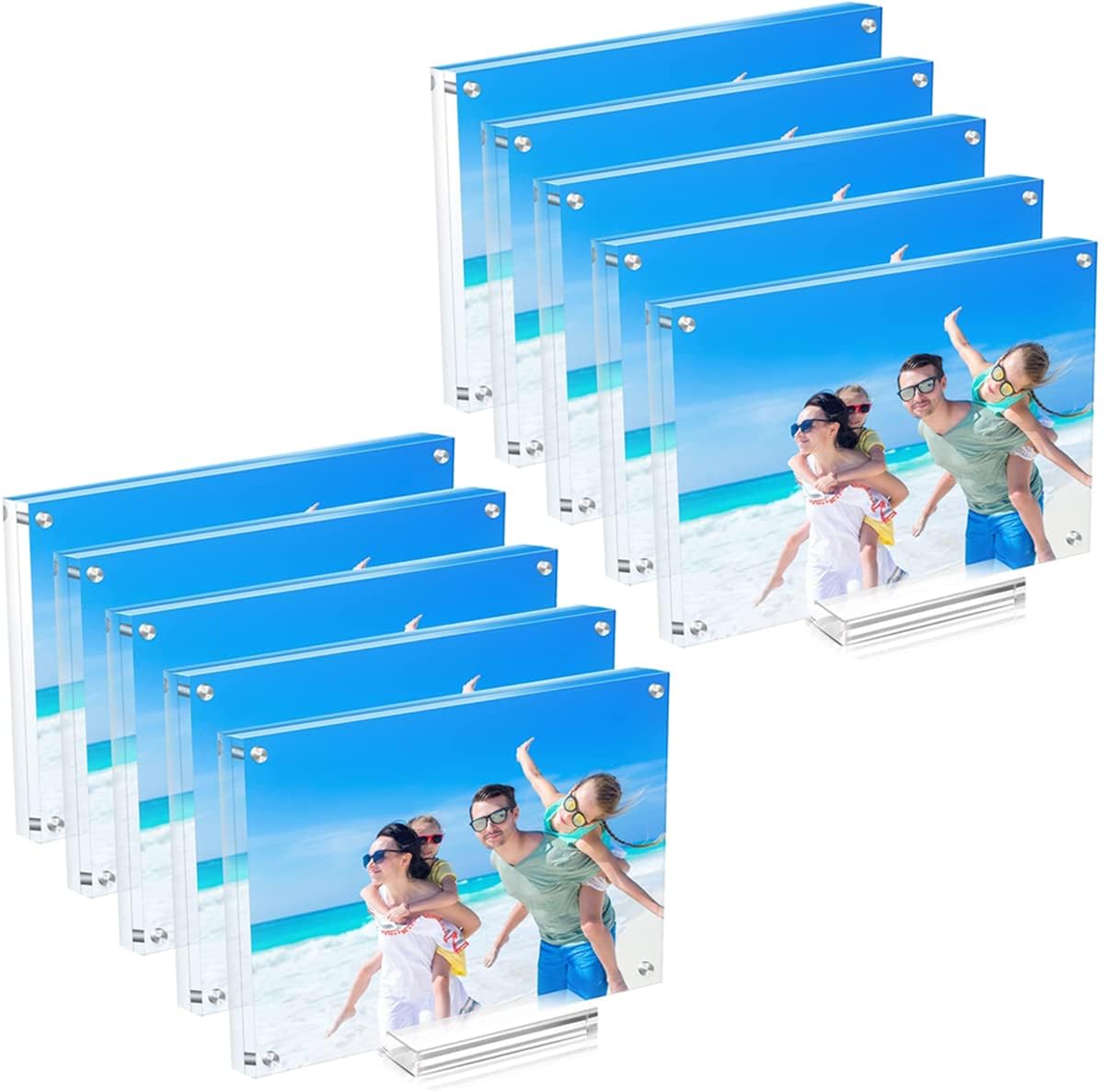 10 Pack 4x6 Acrylic Picture Frames, Double Sided Magnetic