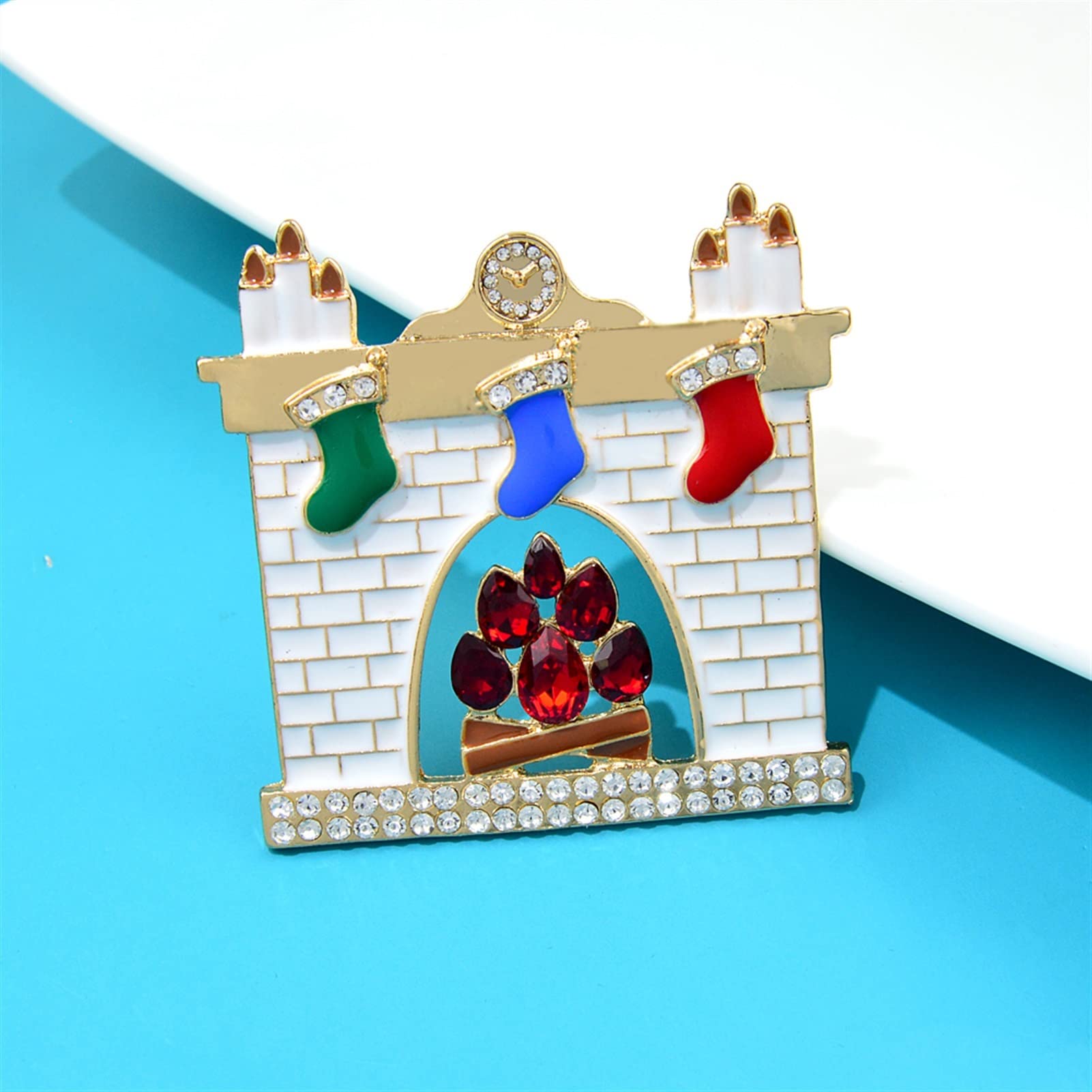 Broszki damskie kolor emalii skarpetki świąteczne broszka śliczne Rhinestone zamek broszka Pin akcesoria świąteczne sukienka akcesoria do swetrów broszka Pin