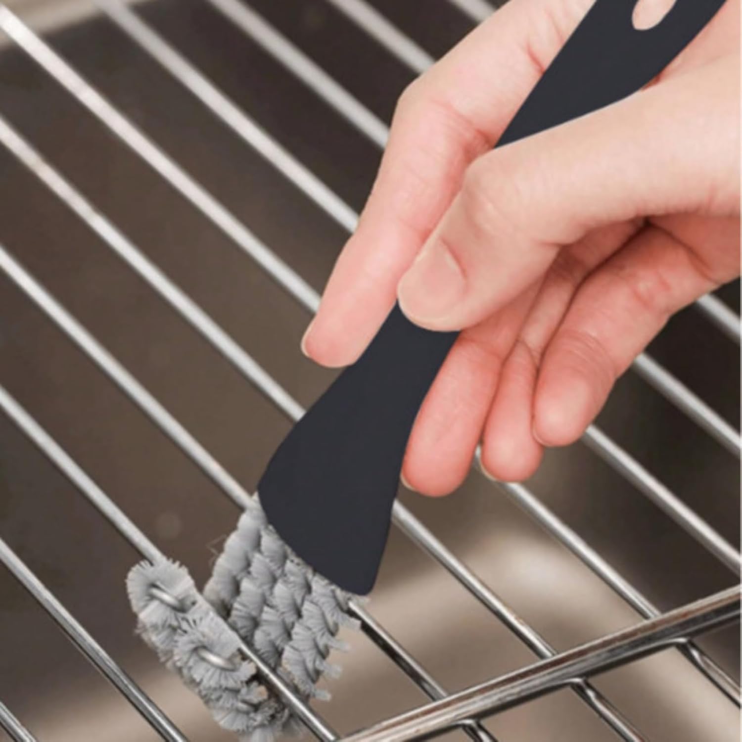 Grid Brush BBQ Cleaning Brush Barbecue Multifunctional Kitchen Stove Cleaning Gap Brush Sink Dead Corner Kitchen Cleaning-Black