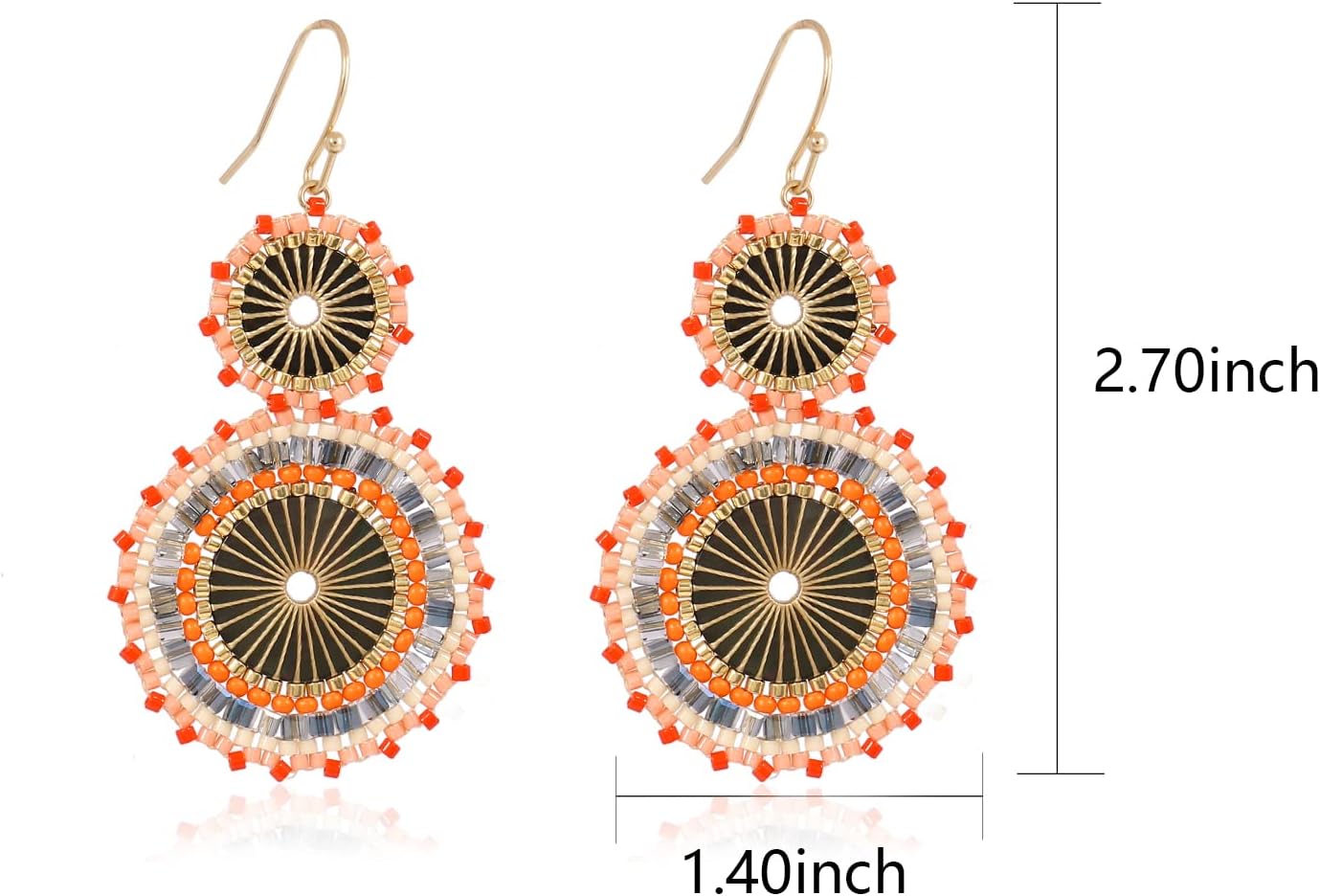Badu Seed Beaded Circle Beads Earrings Bohemian Dangle Earrings Handmade Bead Fashion Jewelry Drop Earrings for Women - Image 2
