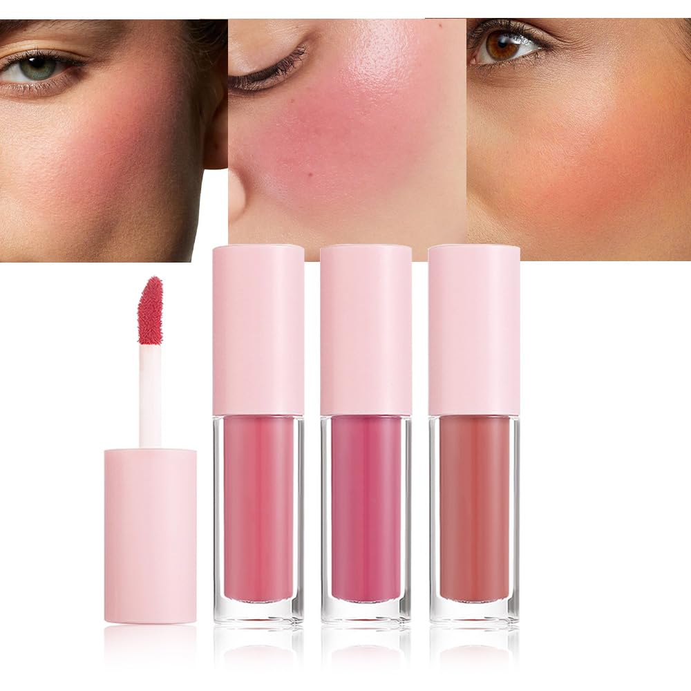 3Pcs Pocket Cream Liquid Blush Set, Coral & Rosy Pink & Peach Nude, Natural Glow Cheek Tint, Long Lasting Hydrating Lightweight Formula, Blendable Buildable Makeup for Fresh Dewy Finish All Skin Types Coral & Rosy Pink & Peach Nude 0.17 Fl Oz (Pack of 1)