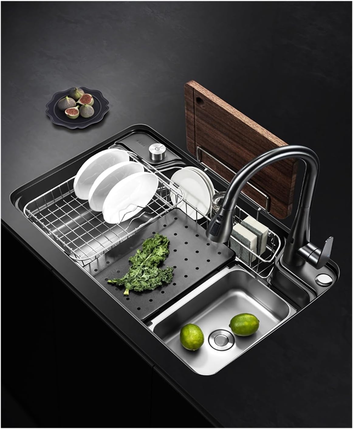 Kitchen Sink 304 Stainless Steel Large Single Groove Kitchen Washing Basin Dishwashing Basin Nano-Star Embossing Water Tank