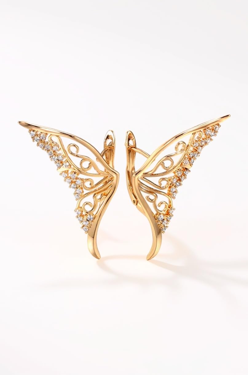 18k Rose Gold Plated Latest Fancy Stylish Copper Zircon Bali Earrings for Women and Girls