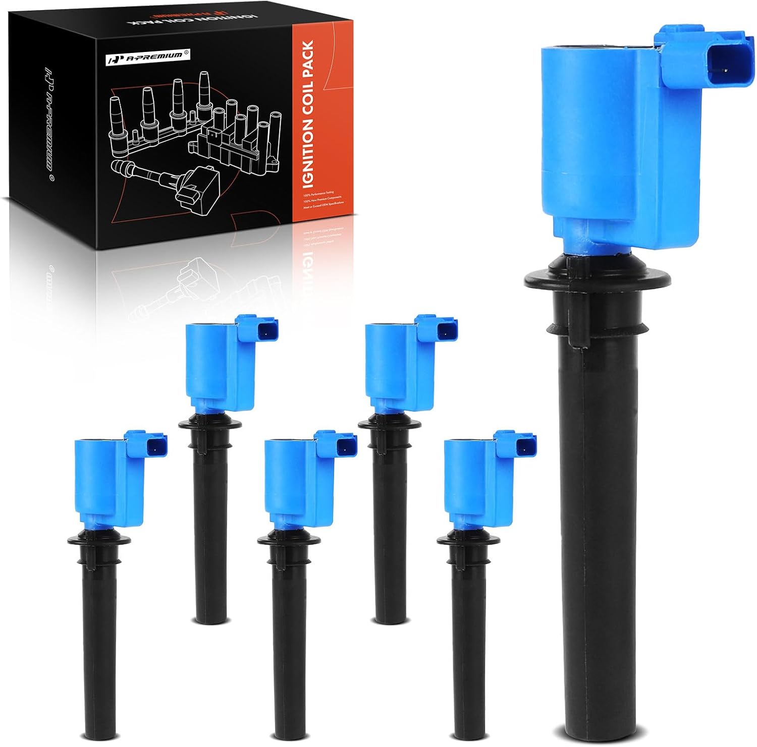 A-Premium Engine Ignition Coil Pack Compatible with Mazda 6 2003-2008, MPV 2002-2006 & Mercury Mariner 2005-2008, Sable 2005, 3.0L, Replace# AJ5118100A, ZZB118100, 6-PC Set